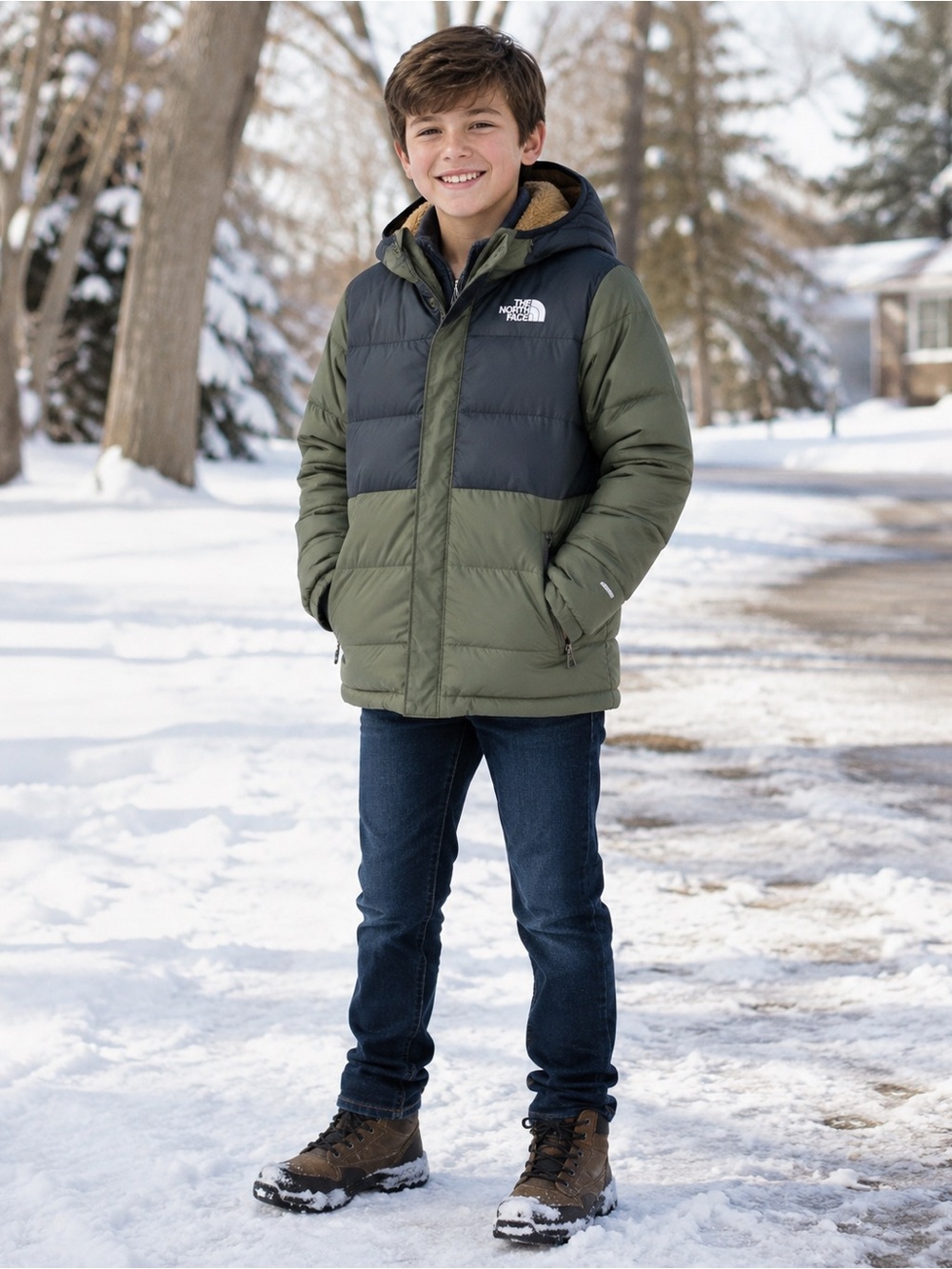 The North Face Kids' North Down Fleece-Lined 600-Fill Power Puffer Jacket Sz 12